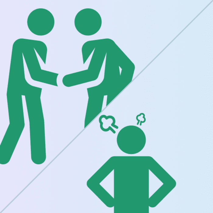 Two images depicting the high and low of the Agreeableness trait