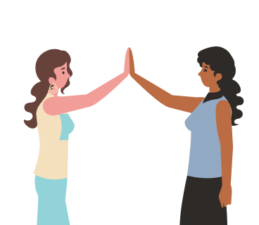 People high-fiving, representing cooperation and friendliness