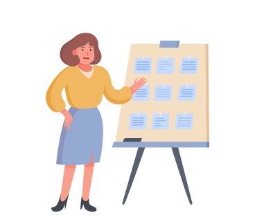 A person planning out on a board with sticky notes, repsenting organization